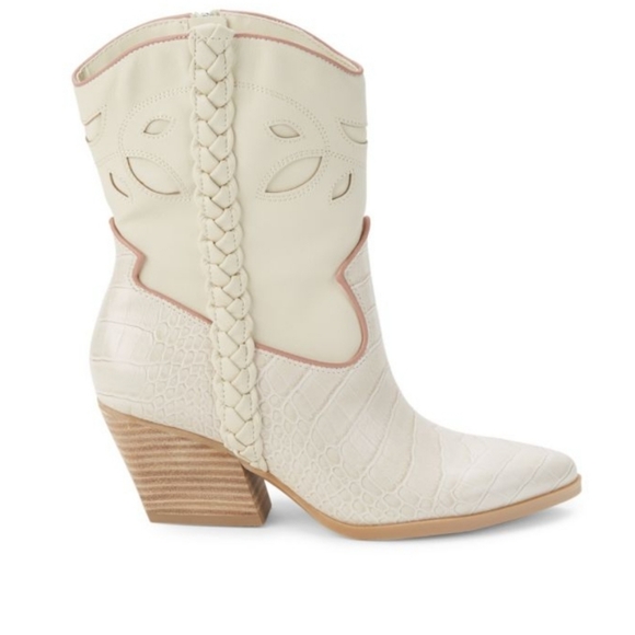 NWOT DOLCE VITA Lori Croc-Embossed & Cutout Leather Boots - Picture 1 of 1